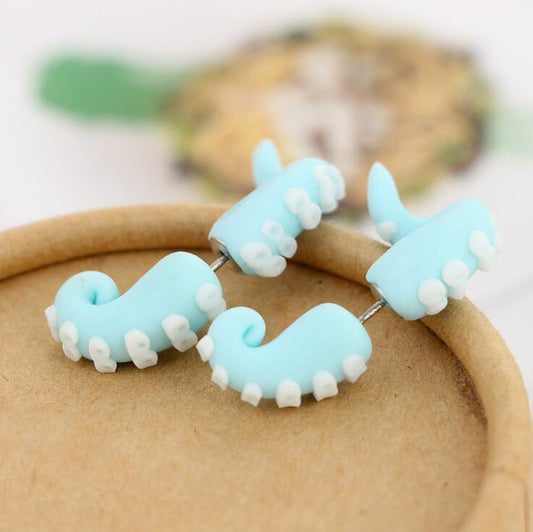 Blue Octopus Leg Jewelry Stud Earring Modern Fashion Women Earrings Piercing