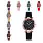 Matte belt color foundation with diamond dial quartz watch