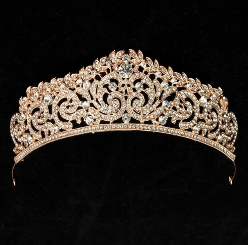 New Fashion Baroque Luxury Crystal AB Bridal Crown Tiara Light Gold Tiara Tiaras for Women Bride Hair Wedding Accessories