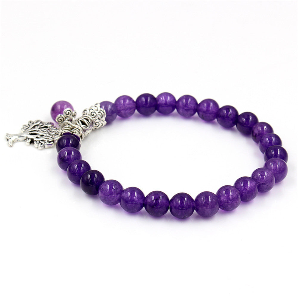 Natural Purple SPAR Hand Chain tree Pendant Bracelet