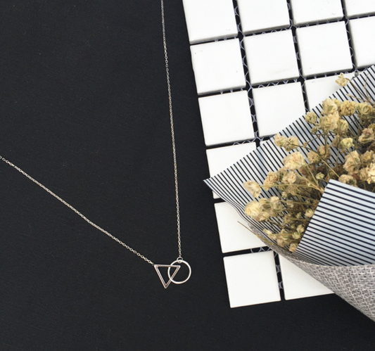 Simple 925 Sterling Silver Geometric Pendant Necklace