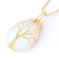 Natural Stone Pendant Gold Color Wire Wrap Gem