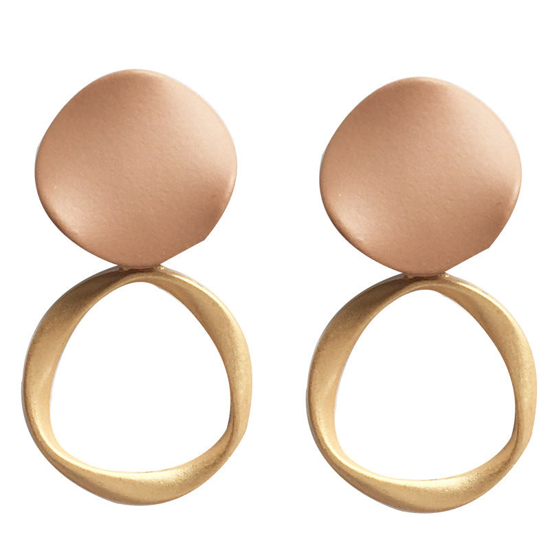 Khaki Round Stud Earrings Accessories Gift Women Girl Fashionable Jewelry