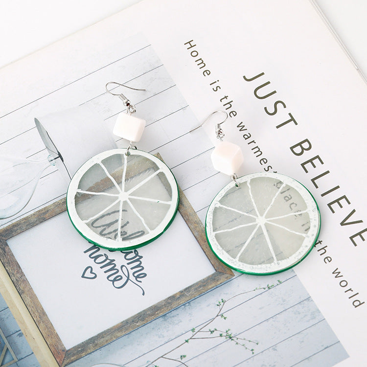 Lime Pendant Drop Earrings Cute Dangle Earrings Women Jewelry Gift for Her