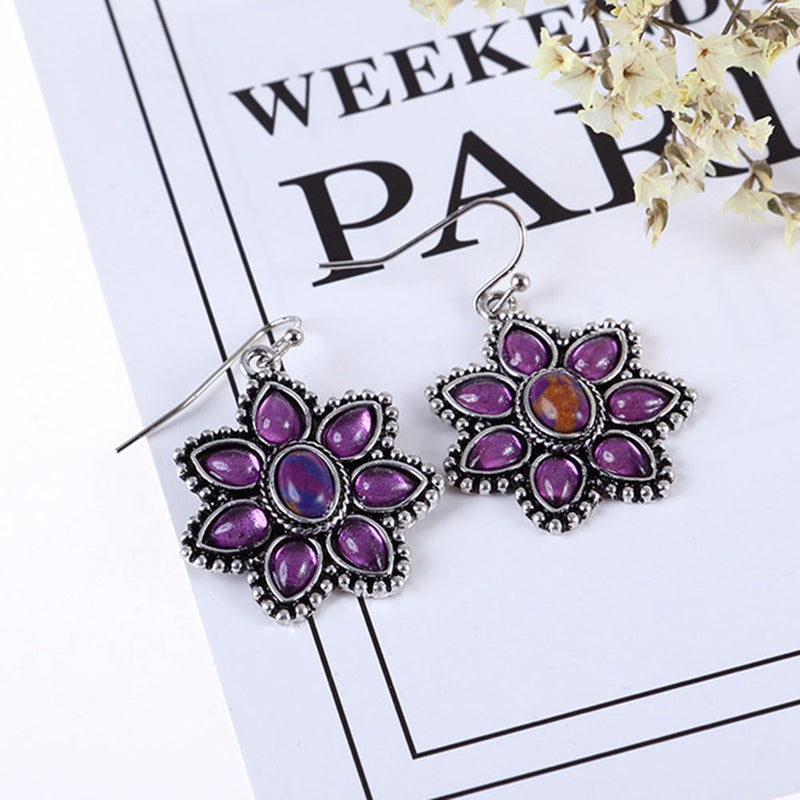 Purple Flower Drop Earrings Cute Dangle Earrings Women Jewelry Gift for Her