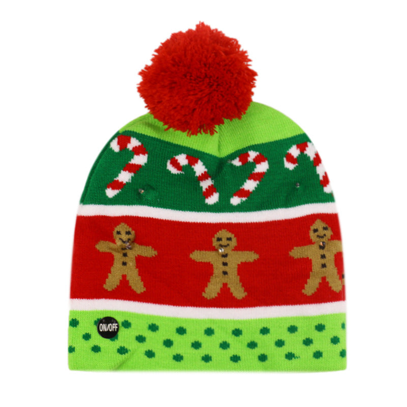 Snowman Elk Christmas Tree Flanged Ball Knit Cap