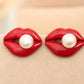 Red Lips Stud Earrings for Girls Women Stud Jewelry Gift Accessories