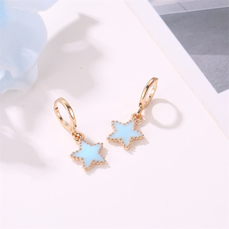 Sky Blue Star Dangle Earrings Cute Summer Earring Jewelry Gift for Her