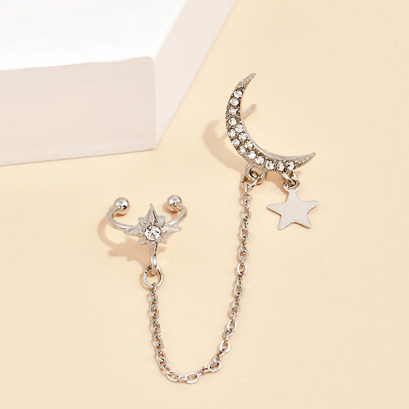 Moon Star Ear Stud Ear Cuff Earrings Cute Dangle Earrings Women Jewelry Gift for Her