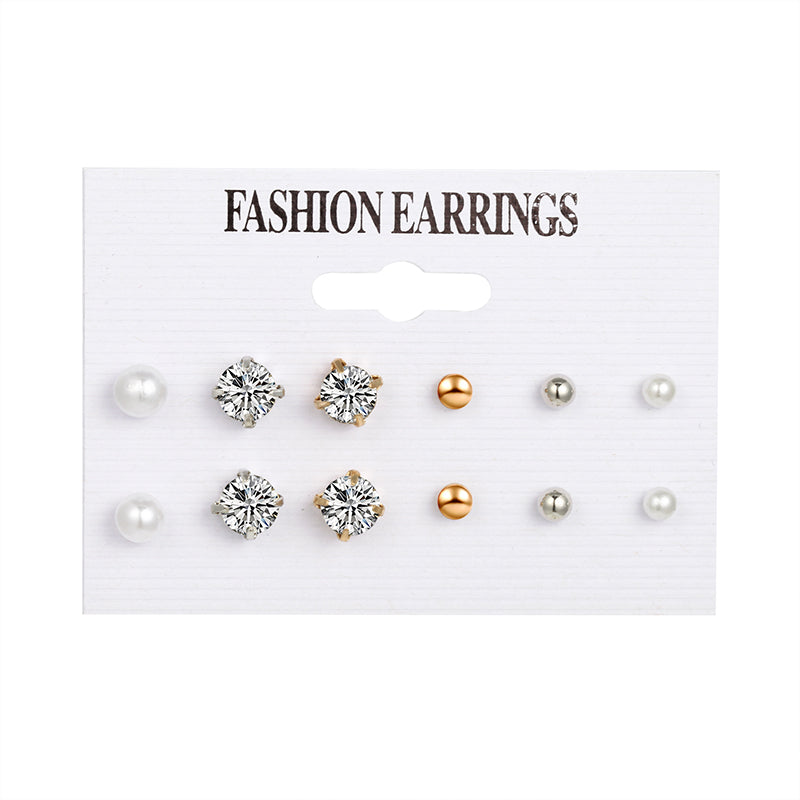 6pairs Mixed Color Stud Earrings for Women Girls Fashion Earrings Piercing