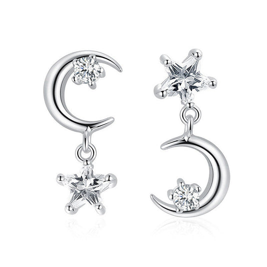 Moon Star Pendant Drop Earrings Women Jewelry Mom Gift Everyday Wear Earrings