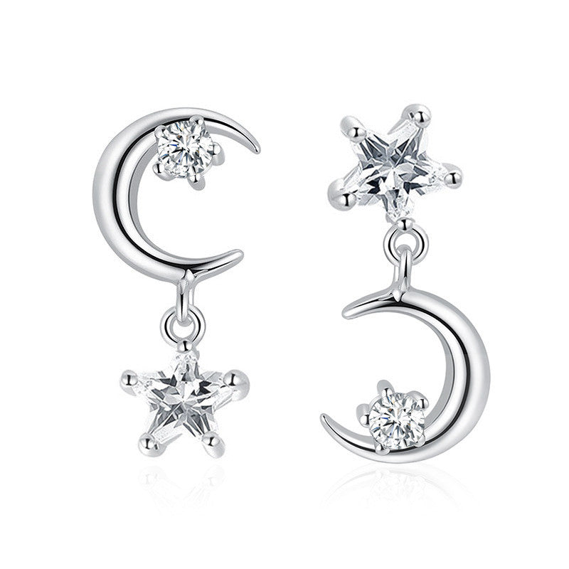 Moon Star Pendant Drop Earrings Women Jewelry Mom Gift Everyday Wear Earrings