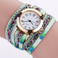Watch color woven floral bracelet watch fashion printed woven diamond ladies circle watch factory direct