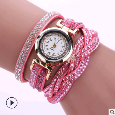 Fashion watch ladies fashion watch, diamond twisted pu belt winding fashion watch