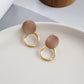 Khaki Round Stud Earrings Accessories Gift Women Girl Fashionable Jewelry