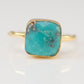 Simple Square Turquoise 18k Gold Plated Ring
