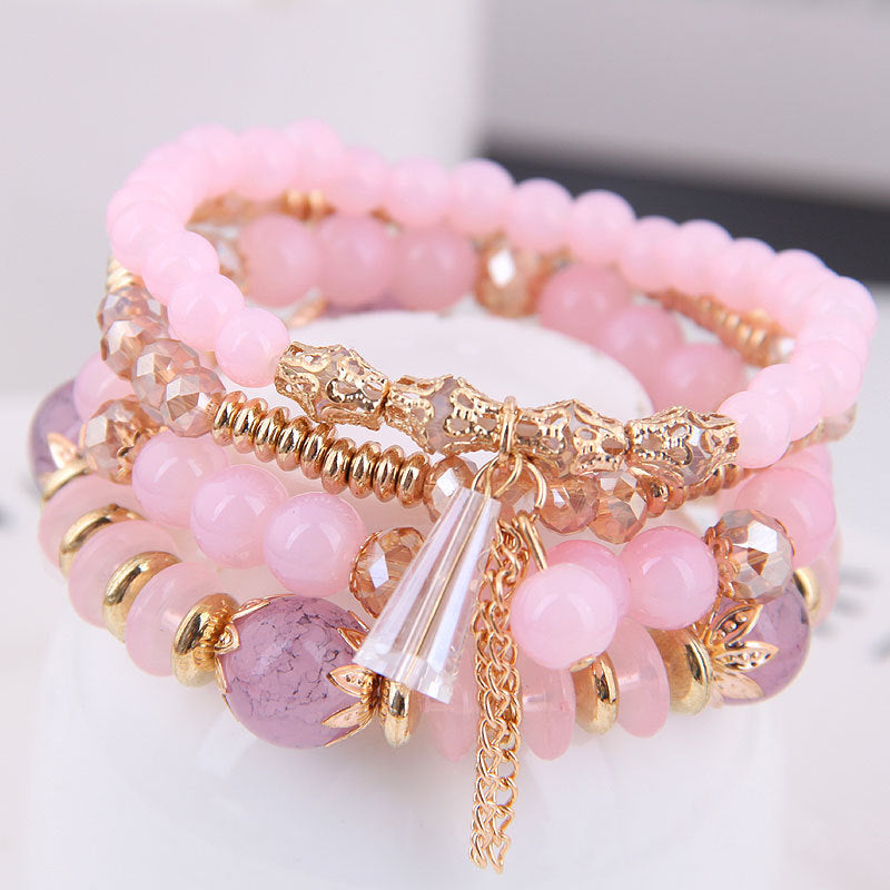 Bohemian Multilayer Multicolor Acrylic Beads Bracelet New Ethnic Strands Bracelets Bangles For Women Gift Pulseras Mujer