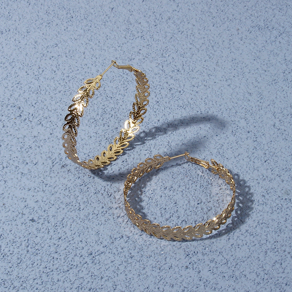 Leaf Vine Hoop Earring Women Jewelry Mom Gift Everyday Wear Earrings