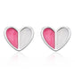 Half White Pink Heart Stud Earrings Accessories Gift Women Girl Fashionable