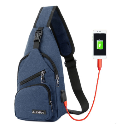 New shoulder bag men's charging bag sports men's usb chest bag outdoor diagonal package