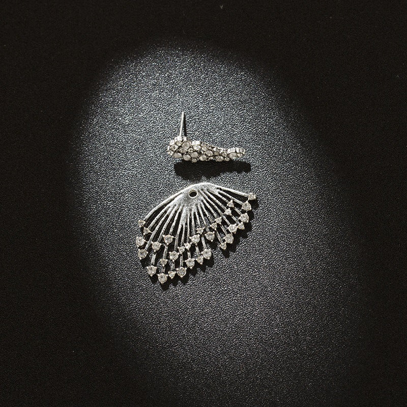 Crystal Peacock Design Ear Stud Earrings Dangle Women Fashion Jewelry Gift for