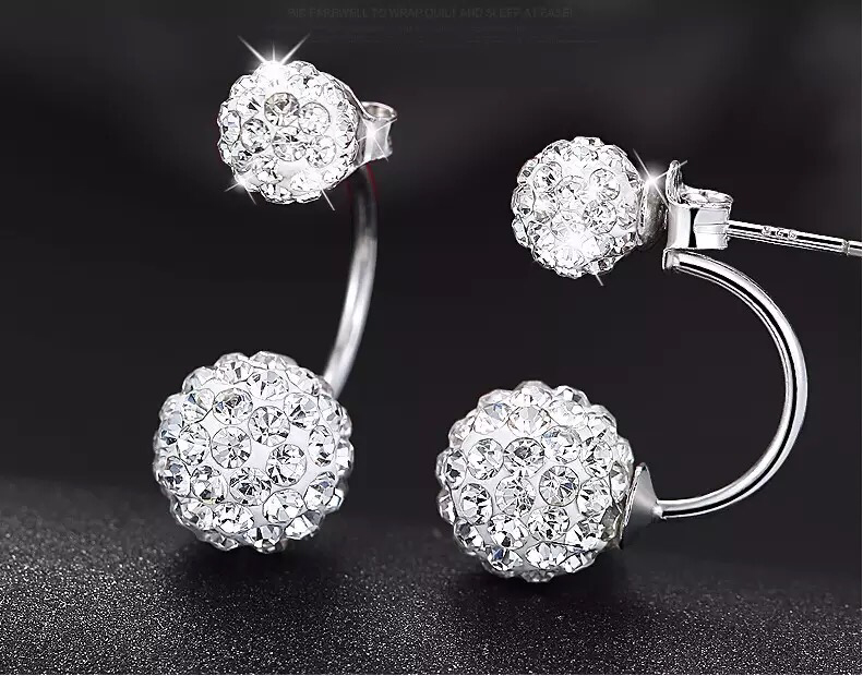 Crystal Ball Stud Earrings Fashion Women Female Earrings Piercing Jewelry