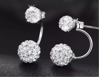 Crystal Ball Stud Earrings Fashion Women Female Earrings Piercing Jewelry