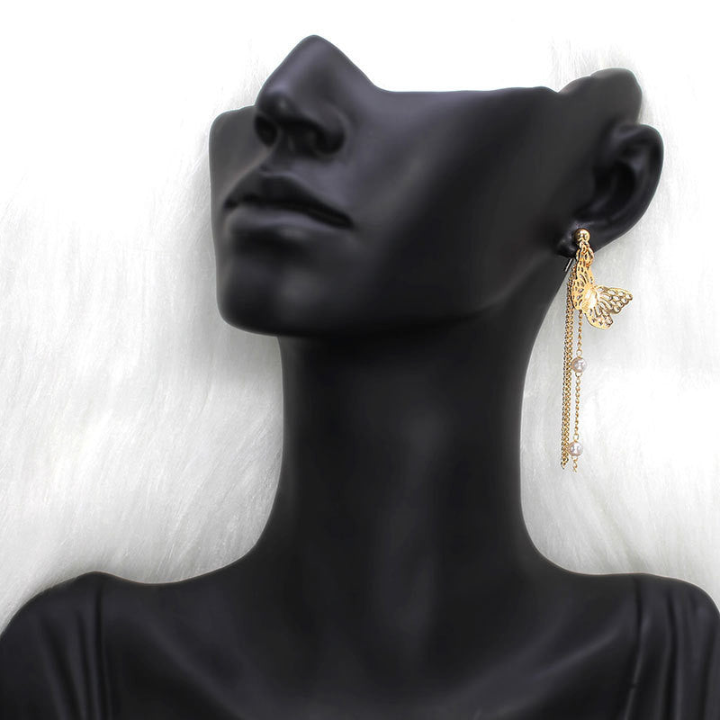 Butterfly Chain Tassel Stud Earrings for Girls Women Stud Jewelry Gift