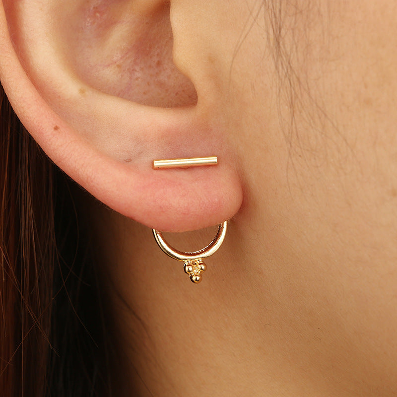 Circle Bar Ear Stud Earrings Dangle Women Fashion Jewelry Gift for Her