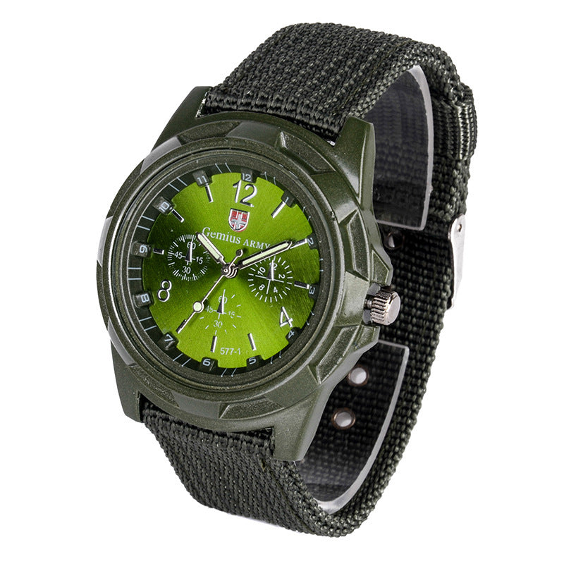 Military Men Gemius Swiss Army Sport Round Dial New Quartz Nylon Band Wrist Watch