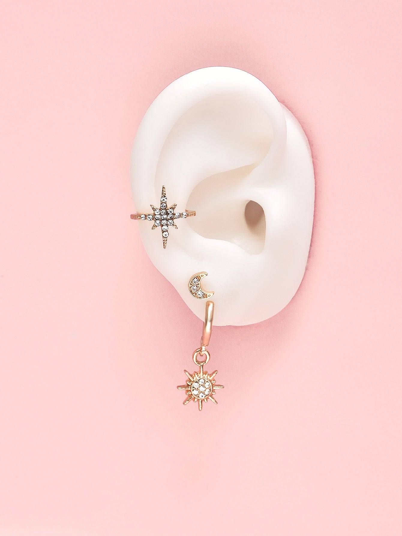 3pcs Set Sun Moon Jewelry Stud Earrings Modern Fashion Women Earrings Piercing