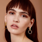 Palm ring earrings street fashion street shooting 925 silver needle plated 18K real gold earrings