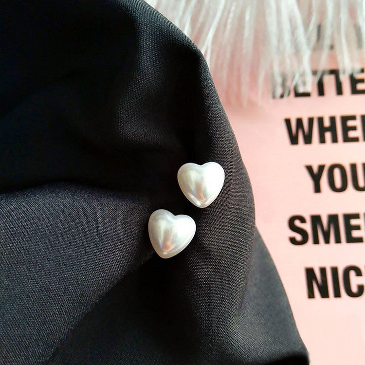 Pearly Heart Jewelry Stud Earrings Modern Fashion Women Earrings Piercing Studs