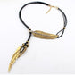 3 Colors Black Rope Multilayer Feather Leaf Tassels Pendant Necklace