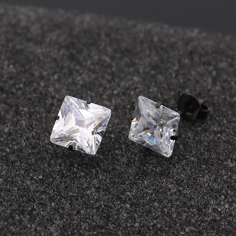 Fashion Stainless Steel Four Claw Square Ear Studs