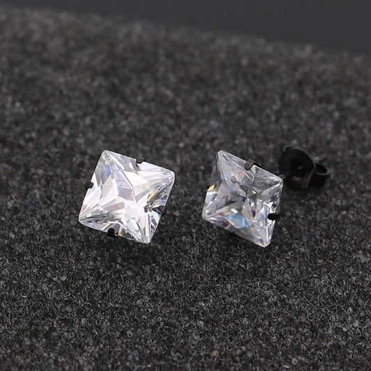 Fashion Stainless Steel Four Claw Square Ear Studs
