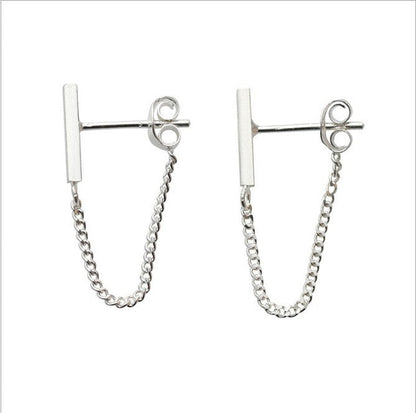 Simple Chain Design Stud Earrings Women Jewelry Gift for Her Accessories