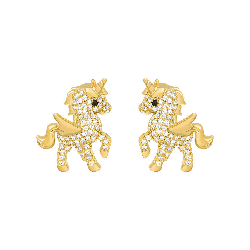 Unicorn Stud Earrings Women Fashionable Luxurious Earrings Jewelry