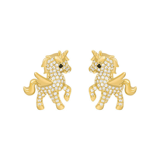 Unicorn Stud Earrings Women Fashionable Luxurious Earrings Jewelry