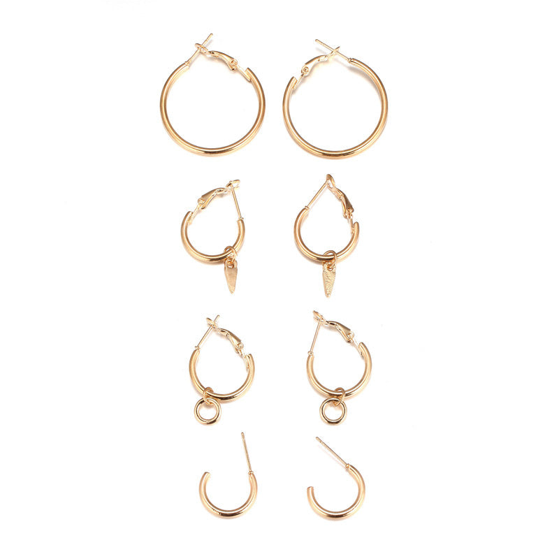4 Pairs Minimalistic Hoop Earrings Dangle Women Fashion Jewelry Gift for Her
