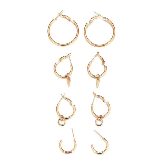 4 Pairs Minimalistic Hoop Earrings Dangle Women Fashion Jewelry Gift for Her