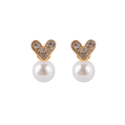 Heart Faux Pearl Jewelry Stud Earrings Modern Fashion Women Earrings Piercing