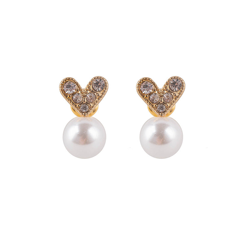 Heart Faux Pearl Jewelry Stud Earrings Modern Fashion Women Earrings Piercing
