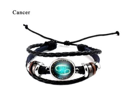 Twelve constellation glass piece couple bracelet