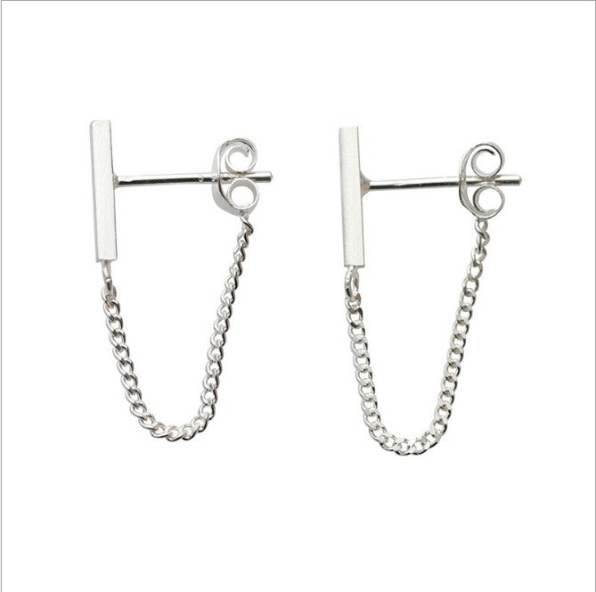 Simple Chain Design Stud Earrings Women Jewelry Gift for Her Accessories