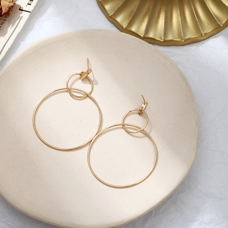 Long Circle Drop Earrings