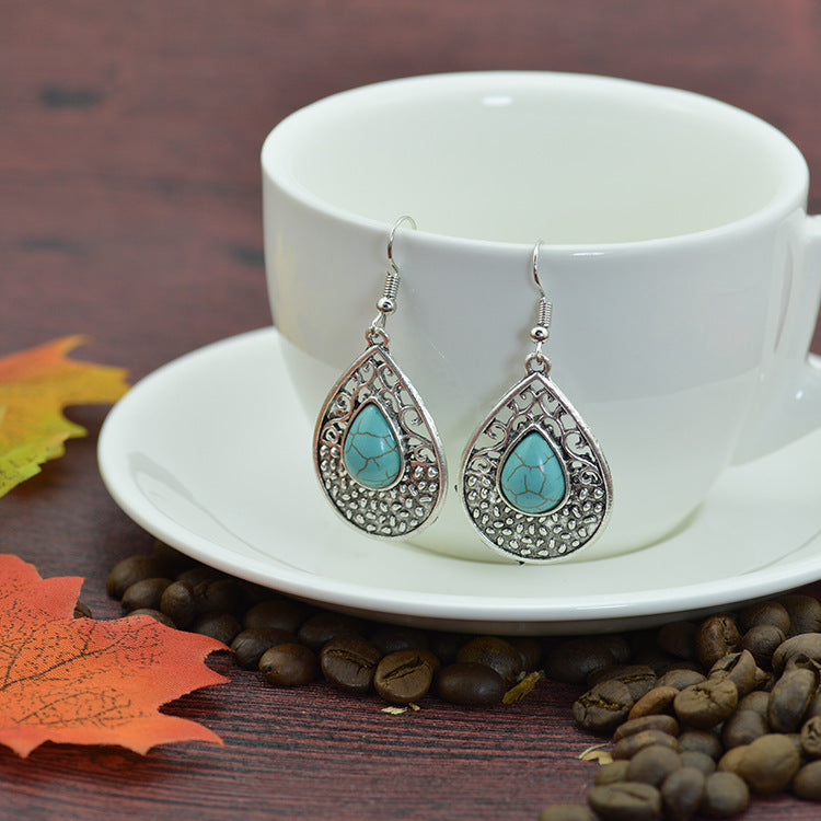 Turquoise Tear Drop Shaped Jewelry Fashion Dangle Earrings for Girls Party Birthday Gift