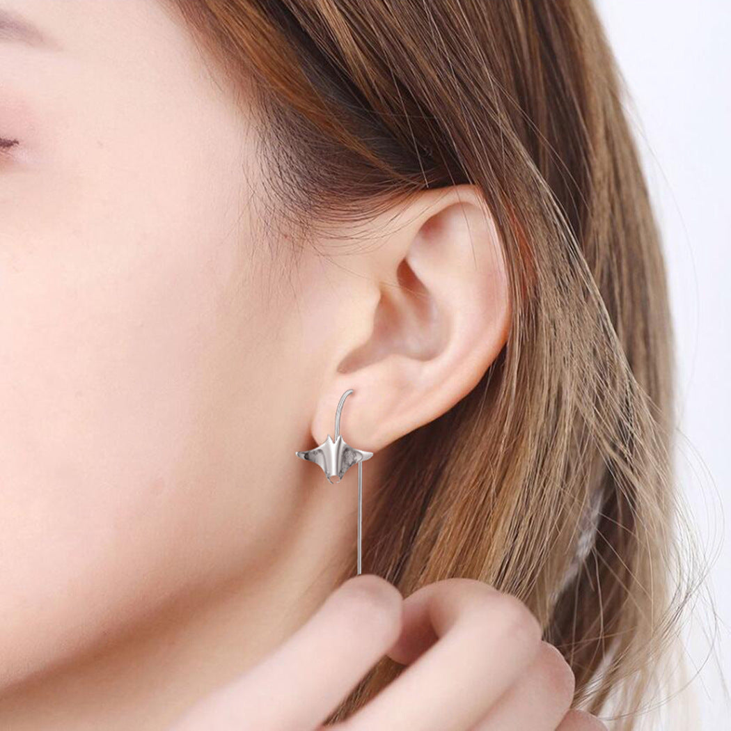 Bat Pattern Hook Stud Earrings Accessories Gift Women Girl Fashionable Jewelry