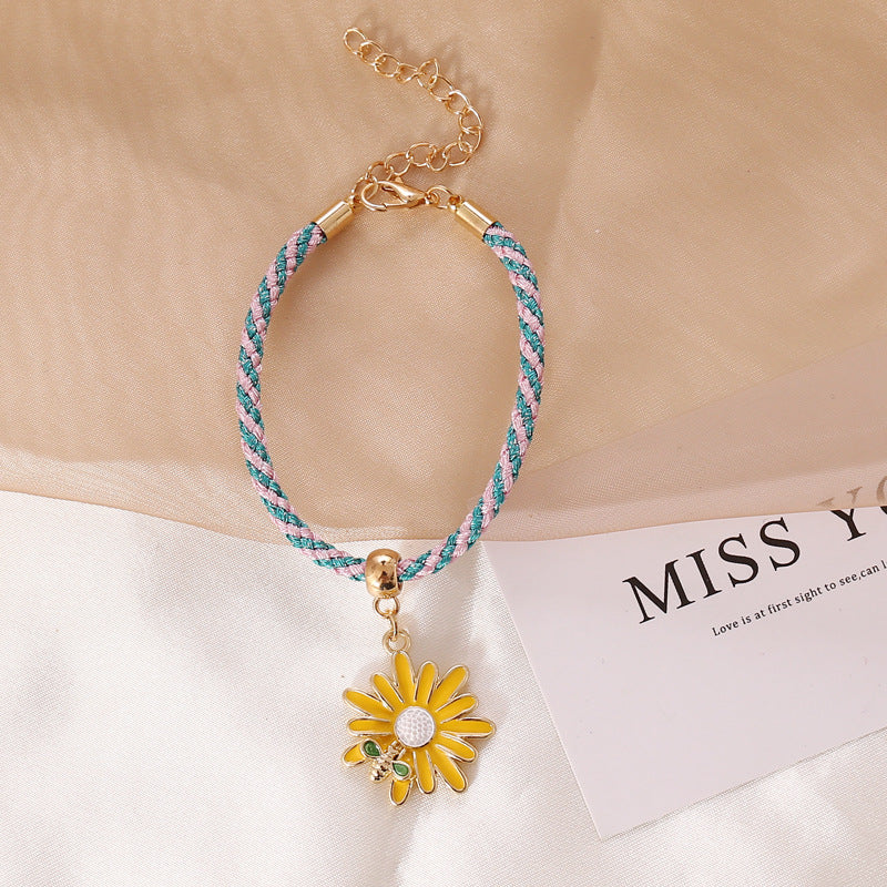 Small Daisy Bee Multicolor Twist Rope Bracelet Personality Creativity