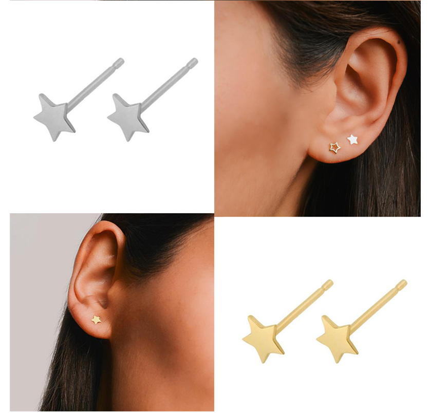 Metal Star Mini Stud Earrings Women Jewelry Mom Gift Everyday Wear Earrings
